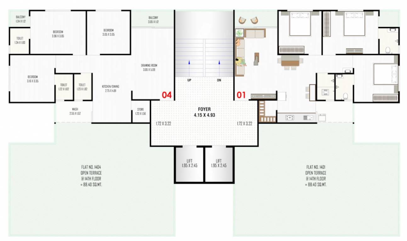  vincitore valley Block C Cluster Plan for 14th Floor