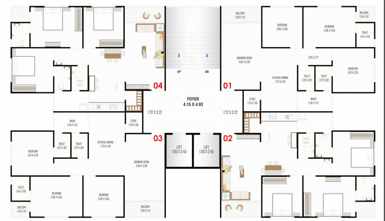  vincitore valley Block C Cluster Plan from 2nd to 13th Floor