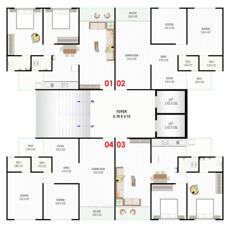  vincitore valley Block D Cluster Plan from 1st to 14th Floor
