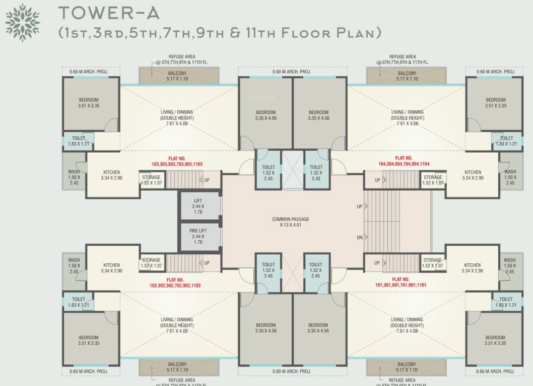florencia Block A Cluster Plan from 1st 3rd, 5th, 7th, 9th 11th Floor