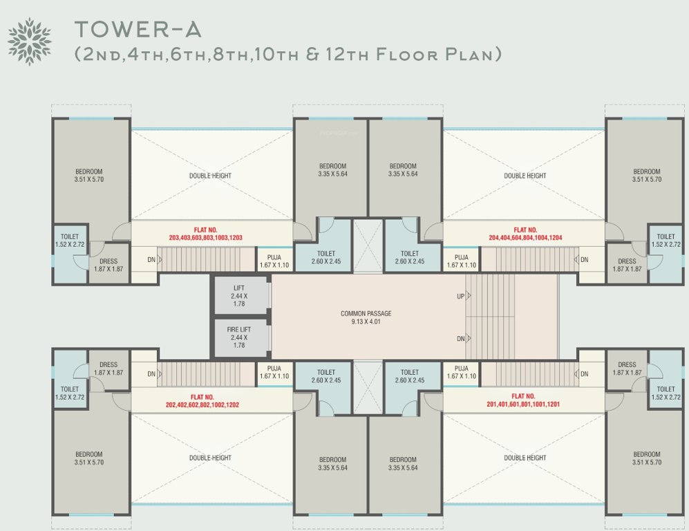 florencia Block A Cluster Plan from 2nd, 4rh, 6th, 8th, 10th 12th Floor