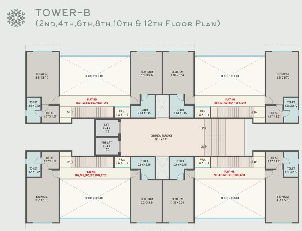 florencia Block B Cluster Plan from 2nd, 4rh, 6th, 8th, 10th and 12th Floor