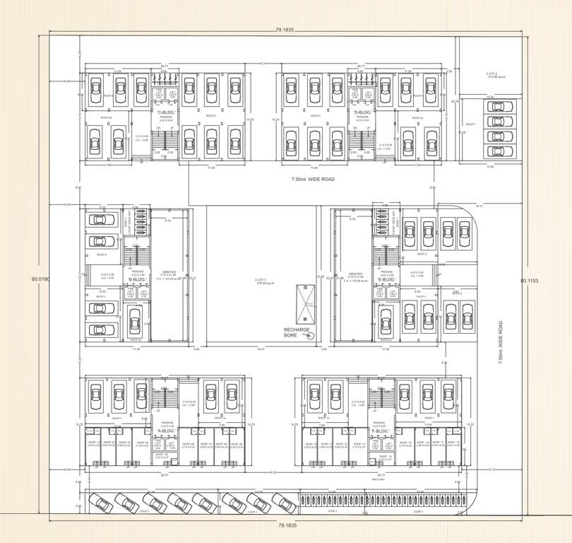  shantiban dreams Block A, B, C, D, E & F Cluster Plan For Ground Floor