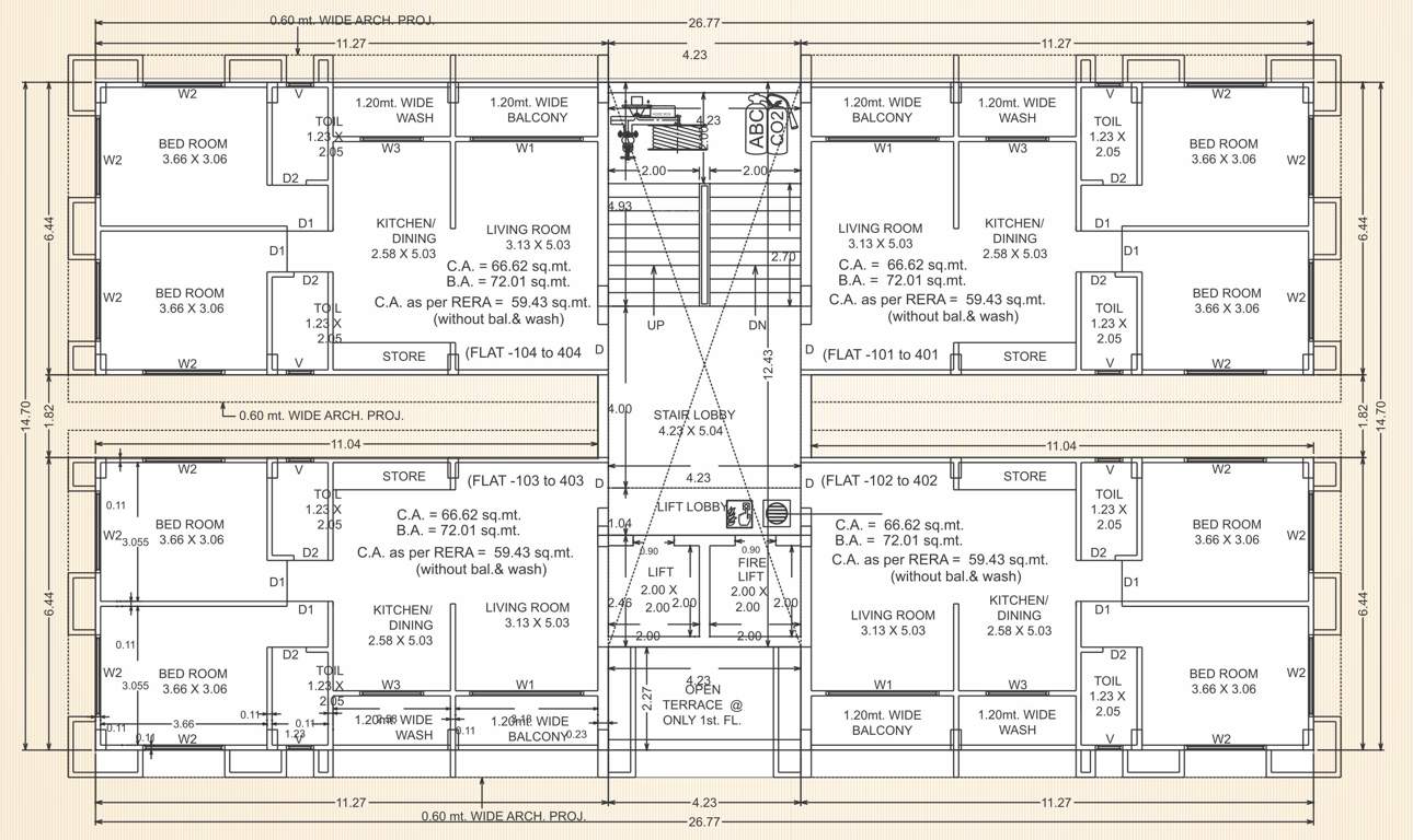  shantiban dreams Block A, C, D & F Cluster Plan from 1st to 4th Floor