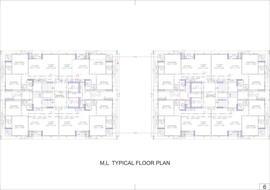  sun shantam Block M And L Cluster Plan for Typical Floor