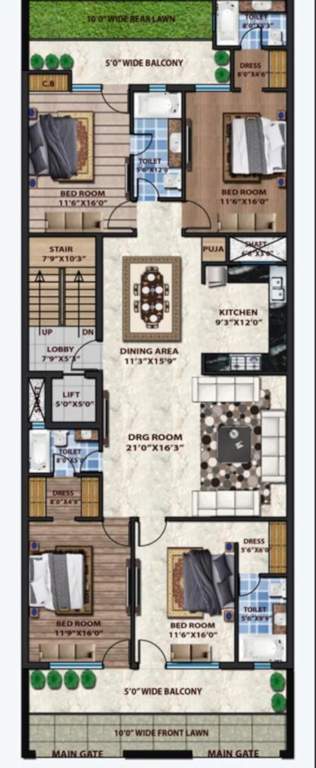  luxury floors Luxury Floors Cluster Plan from 1st to 4th Floor