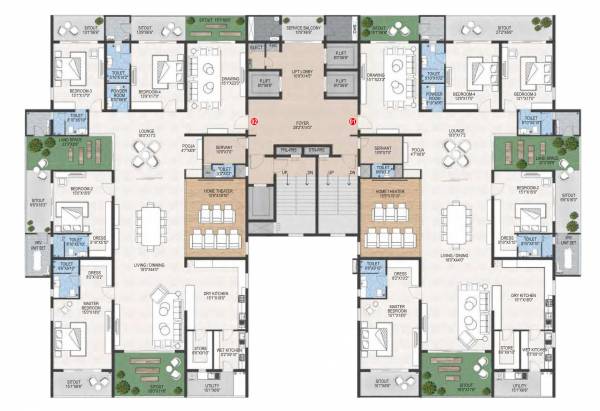  abbham Block A & E Cluster Plan For Typical Floor