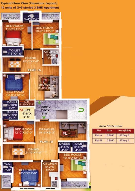  swaralipi apartment Swaralipi Apartment Typical Cluster Plan