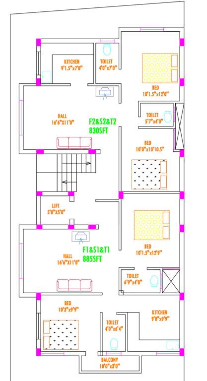  flats kundram Flats Kundram Cluster Plan from 1st to 3rd Floor
