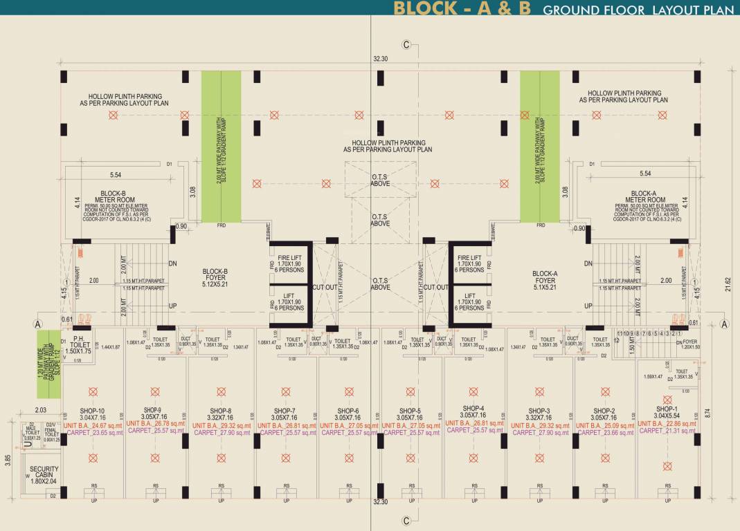 shree hari heaven A, B Cluster Plan For Ground Floor
