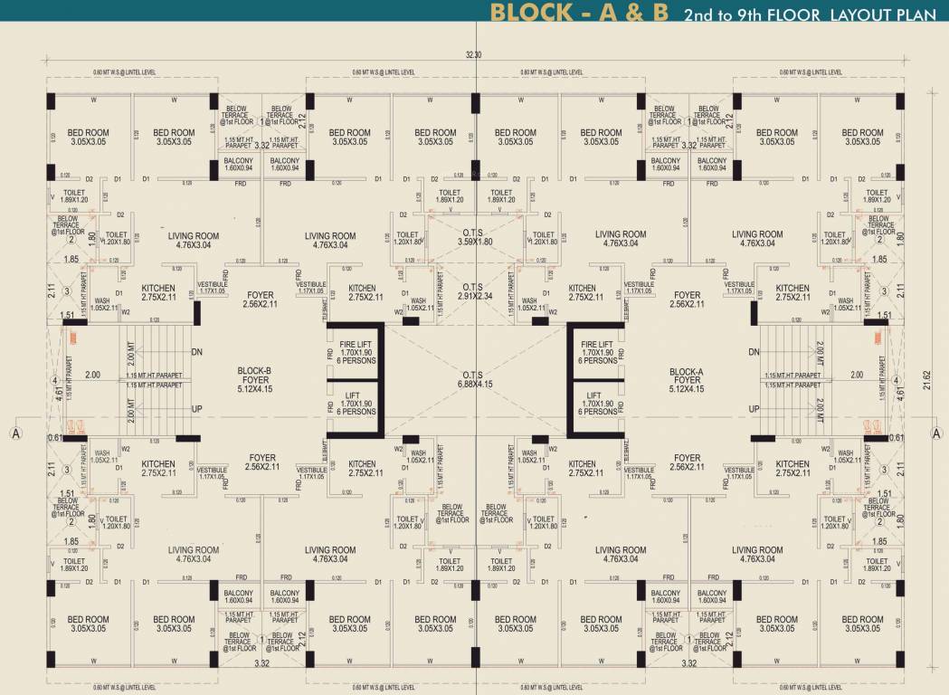  shree hari heaven A, B Cluster Plan From 2nd To 9th Floor