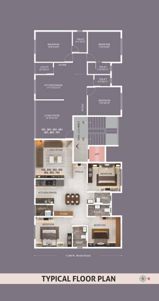  indrakamal Indrakamal Cluster Plan for Typical Floor