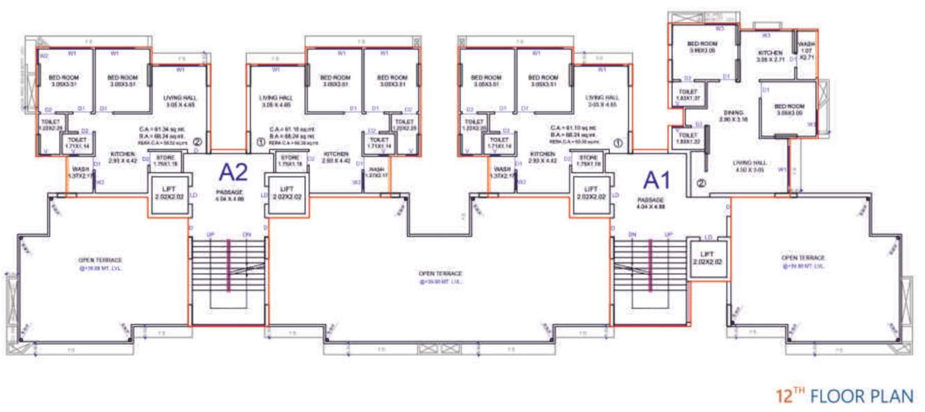  shree hari sakar A1 And A2 Cluster Plan For 12th Floor