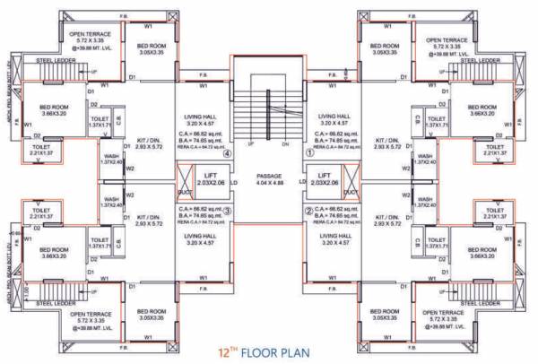  shree-hari-sakar E Cluster Plan For 12th Floor