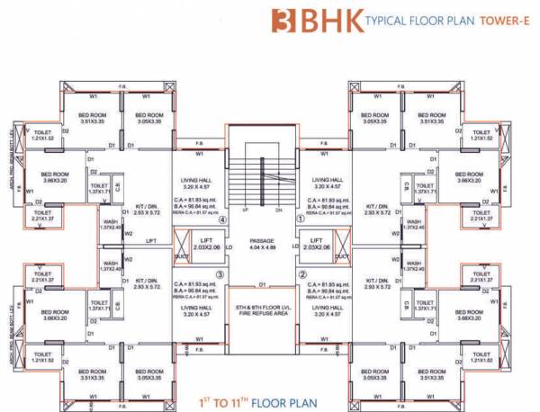  shree-hari-sakar E Cluster Plan From 1st To 11th Floor