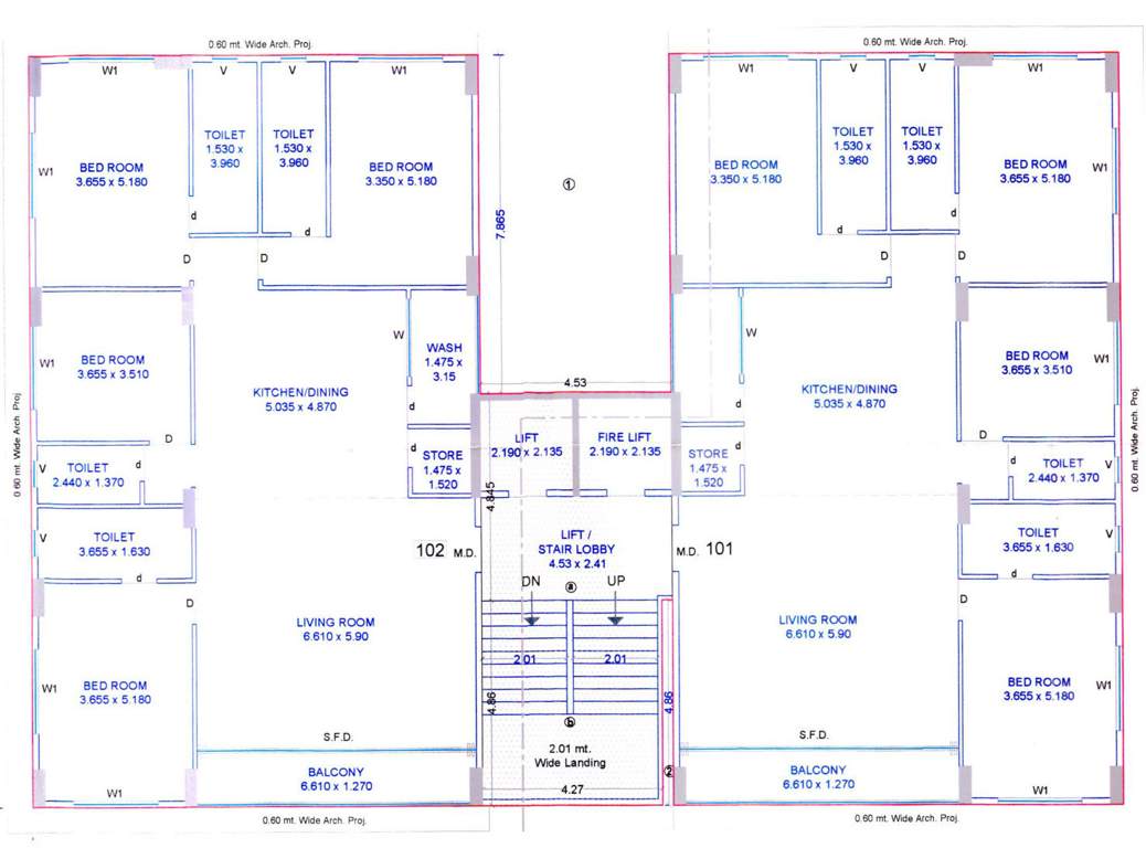  zorista Block E Cluster Plan  For Typical Floor