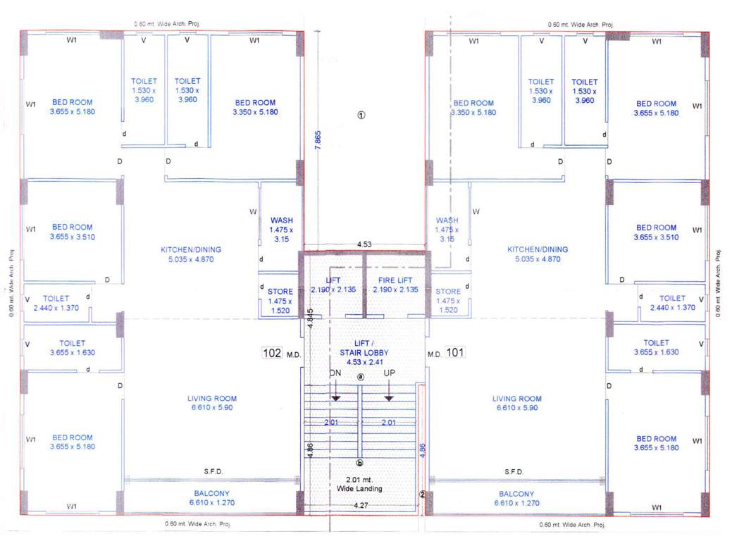  zorista Block F Cluster Plan For Typical Floor