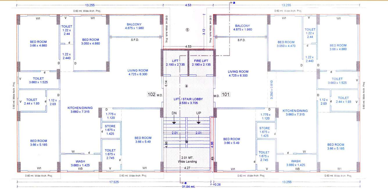  zorista Block I Cluster Plan For Typical Floor