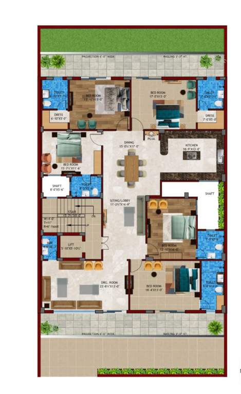  luxury homes Luxury Homes Cluster Plan from 1st to 4th Floor