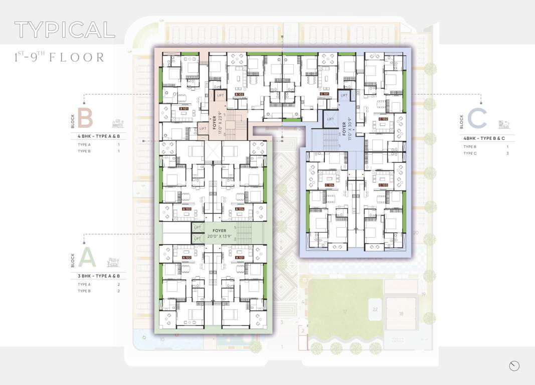  nityam luxuria Block A Cluster Plan from 1st to 9th Floor