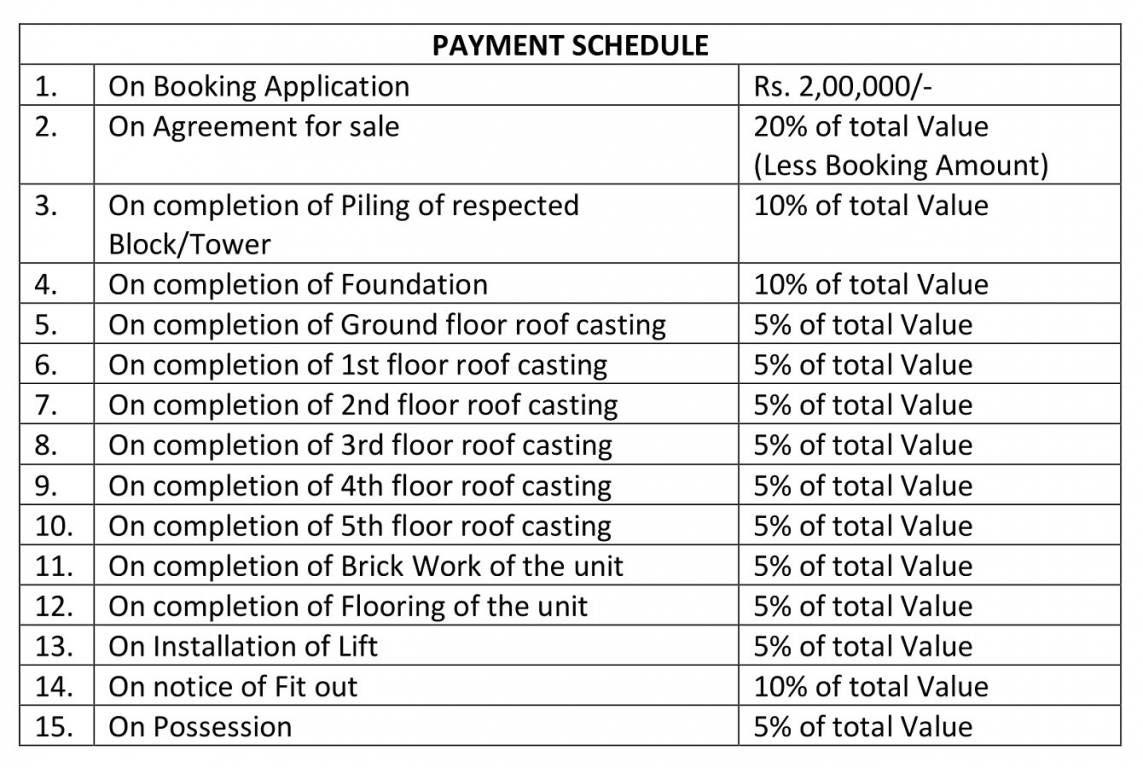 vistaa Construction Linked Payment (CLP) Payment Plan