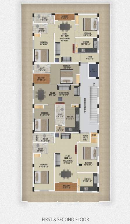  nadhi flats Nadhi Flats Cluster Plan from 1st to 2nd Floor