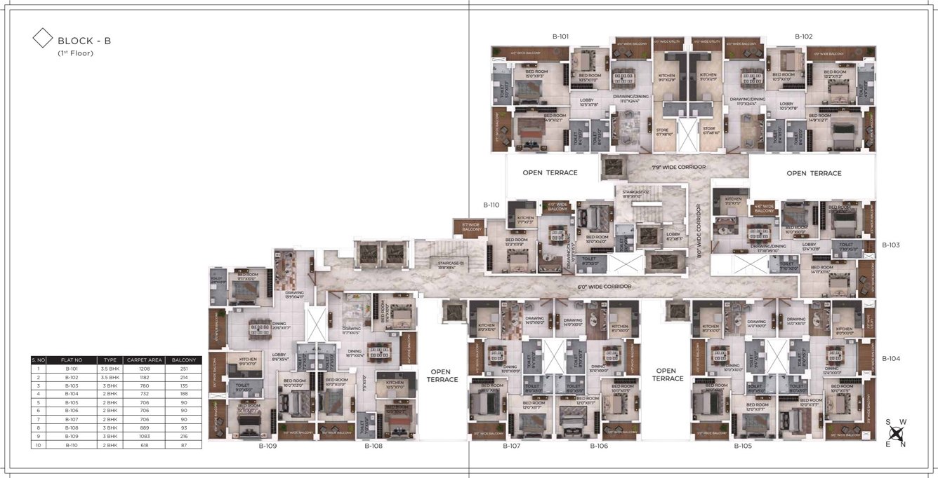  hp square Block B Cluster Plan