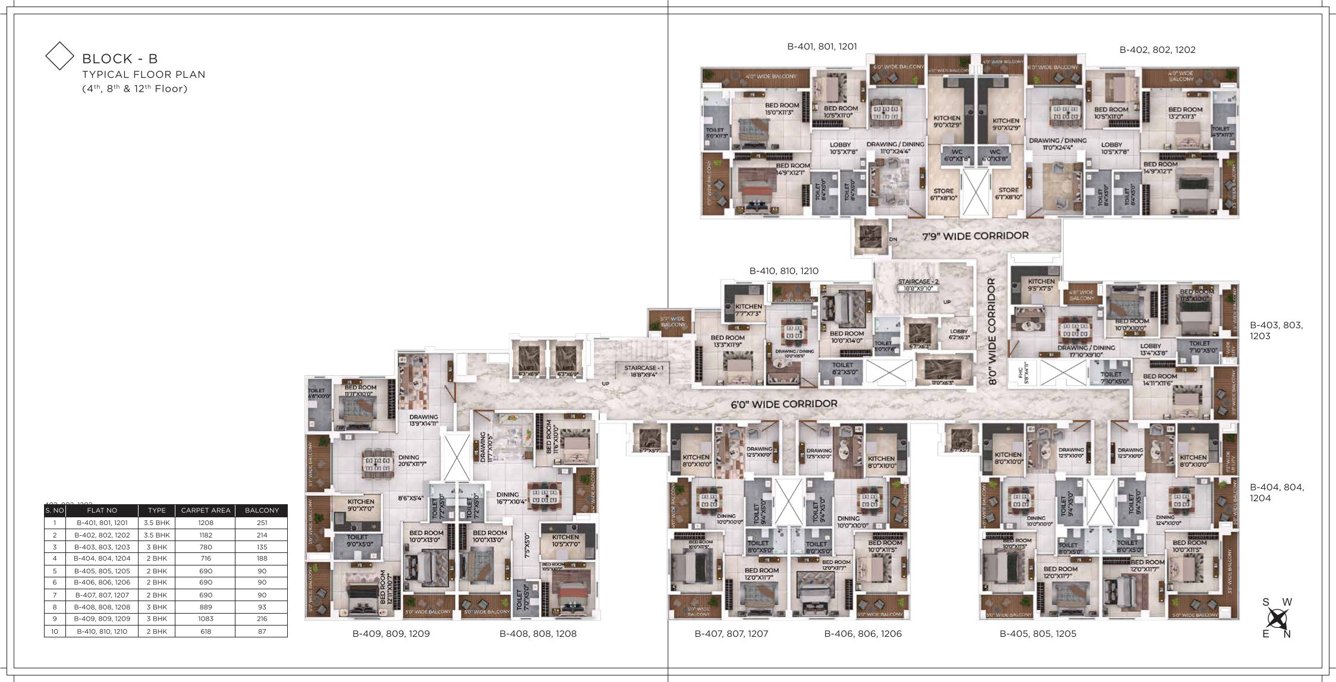  hp square Block B Cluster Plan