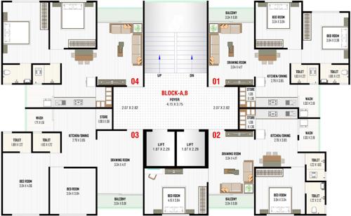  aryaman-kalpvruksh Block A And B Cluster Plan From 5th To 13th Floor