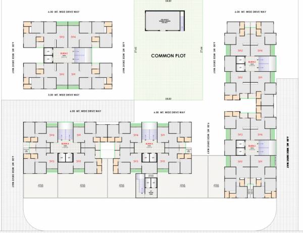  aryaman-kalpvruksh Block A,B,C,D And E Cluster Plan For 5th Floor