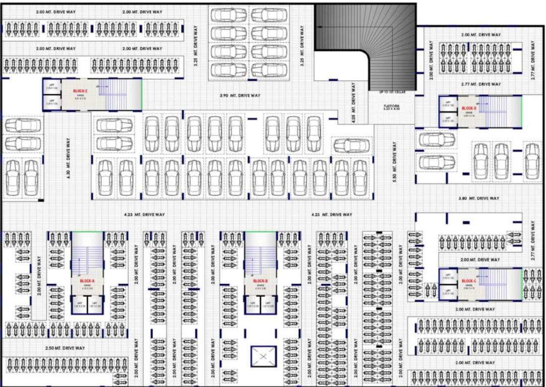  aryaman kalpvruksh Block A,B,C,D And E Cluster Plan For Lower Basement