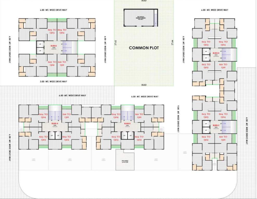  aryaman kalpvruksh Block A,B,C,D And E Cluster Plan For Typical Floor Plan