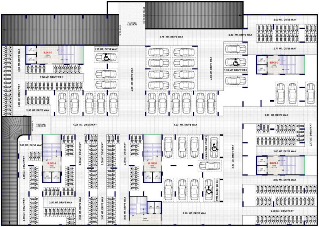 aryaman kalpvruksh Block A,B,C,D And E Cluster Plan For Upper Basement