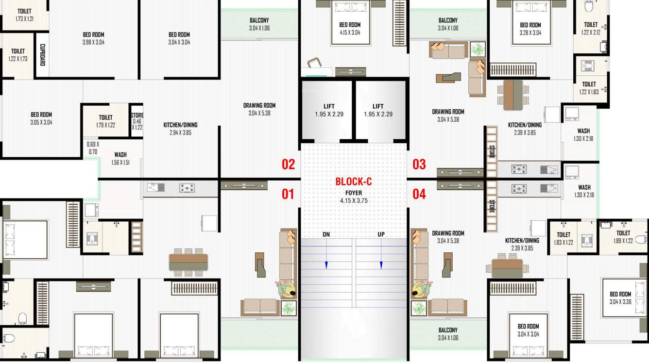  aryaman kalpvruksh Block C Cluster Plan From 5th To 13th Floor