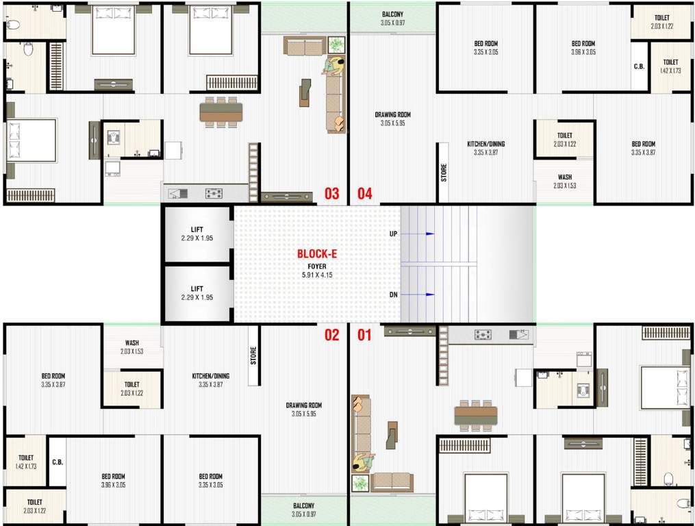  aryaman kalpvruksh Block E Cluster Plan From 1st To 13th Floor