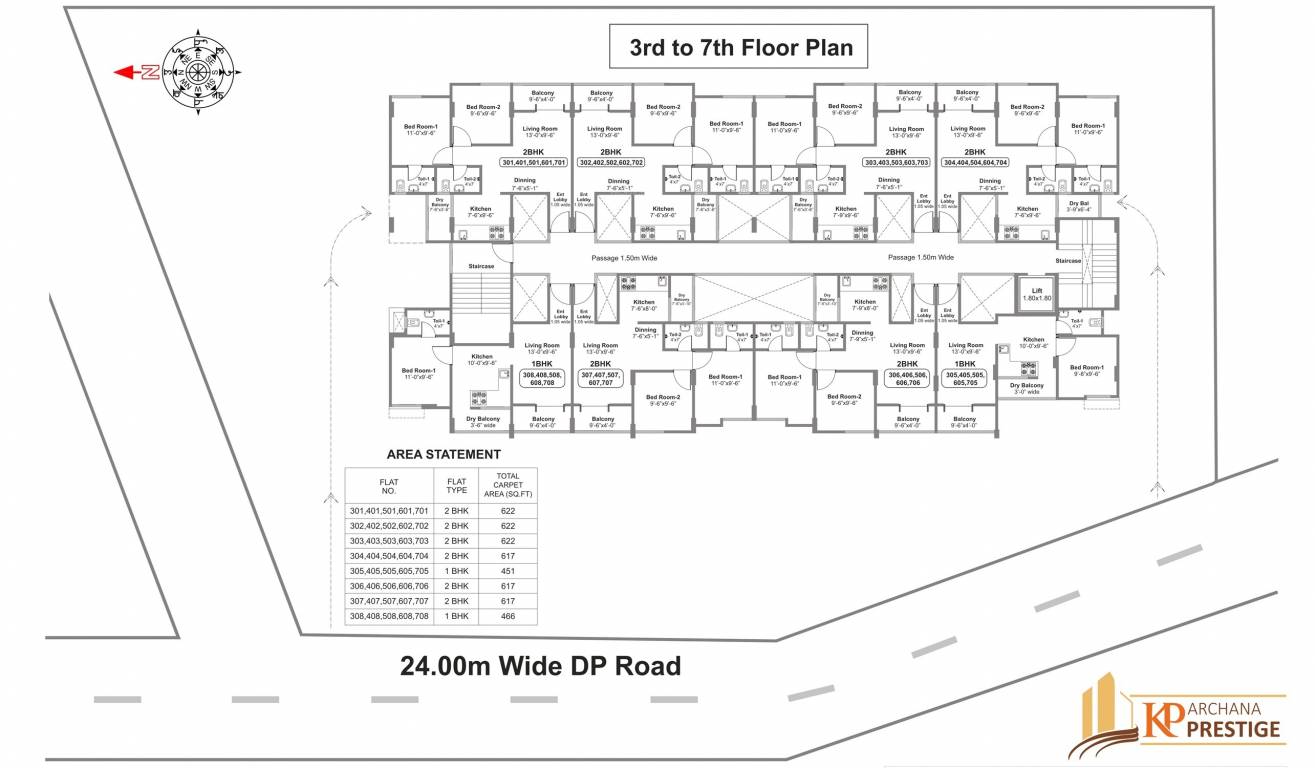  archana prestige A Cluster Plan from 3rd to 7th Floor