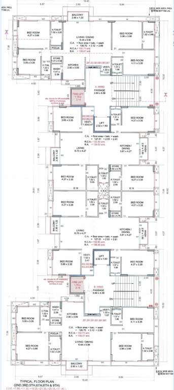  sky A, B Cluster Plan From 2nd To 9th Floor Except 4th And 7th Floor