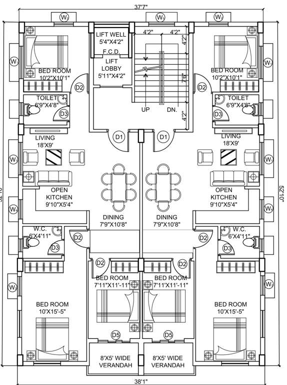  nav ratan co operative mig Nav Ratan Co Operative MIG Cluster Plan For Typical Floor Plan