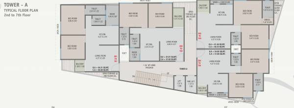  shikhar-platinum Tower A Cluster Plan from 2nd to 7th Floor