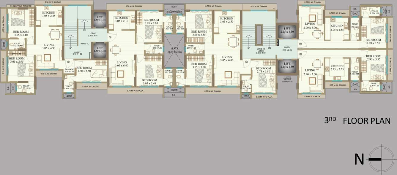  neelkanth apartment Vaishno Neelkanth Apartment Cluster Plan for 3rd Floor