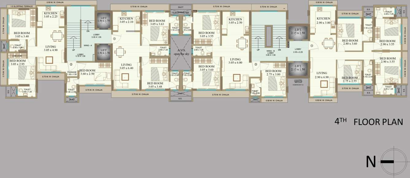  neelkanth apartment Vaishno Neelkanth Apartment Cluster Plan for 4th Floor