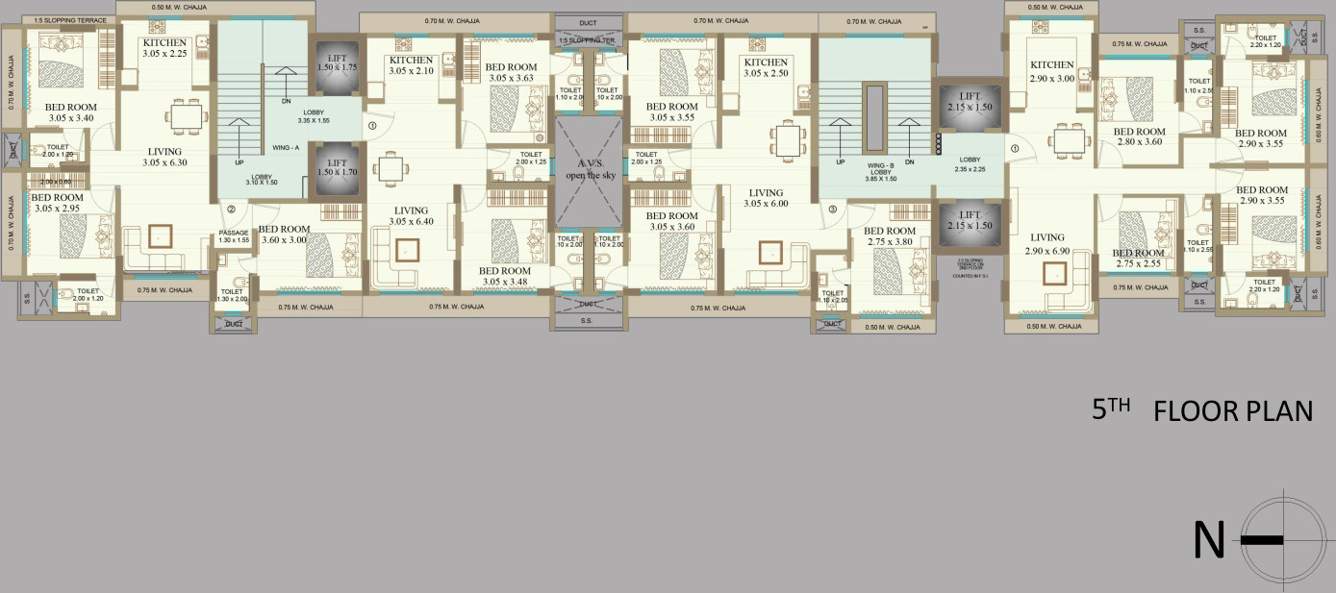  neelkanth apartment Vaishno Neelkanth Apartment Cluster Plan for 5th Floor
