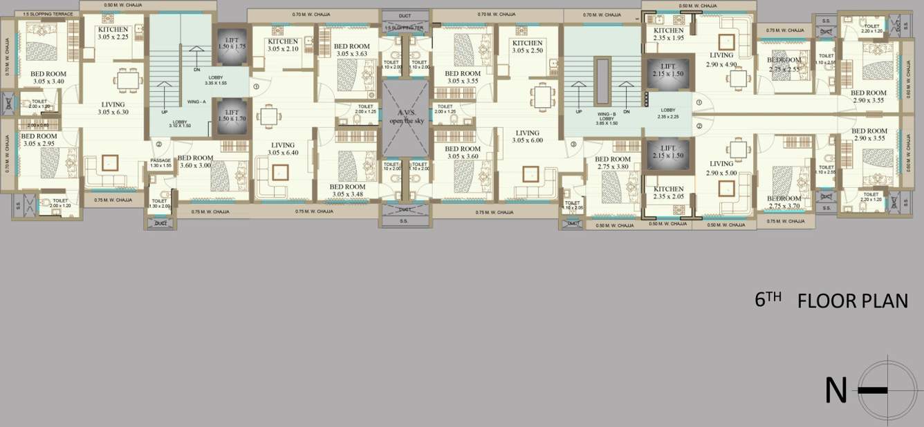  neelkanth apartment Vaishno Neelkanth Apartment Cluster Plan for 6th Floor