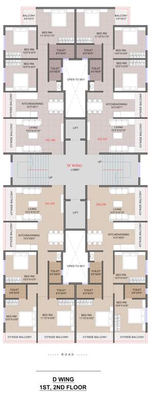  anandvan Revati Anandvan Wing D Cluster Plan from 1st to 2nd Floor