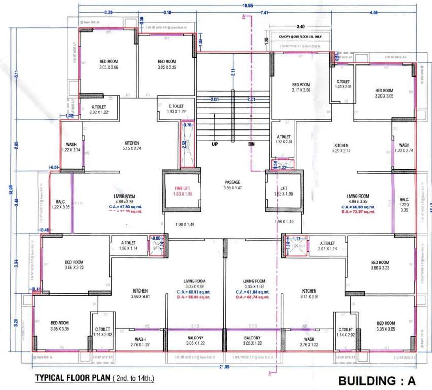  residency A Cluster Plan From 2nd To 14th Floor