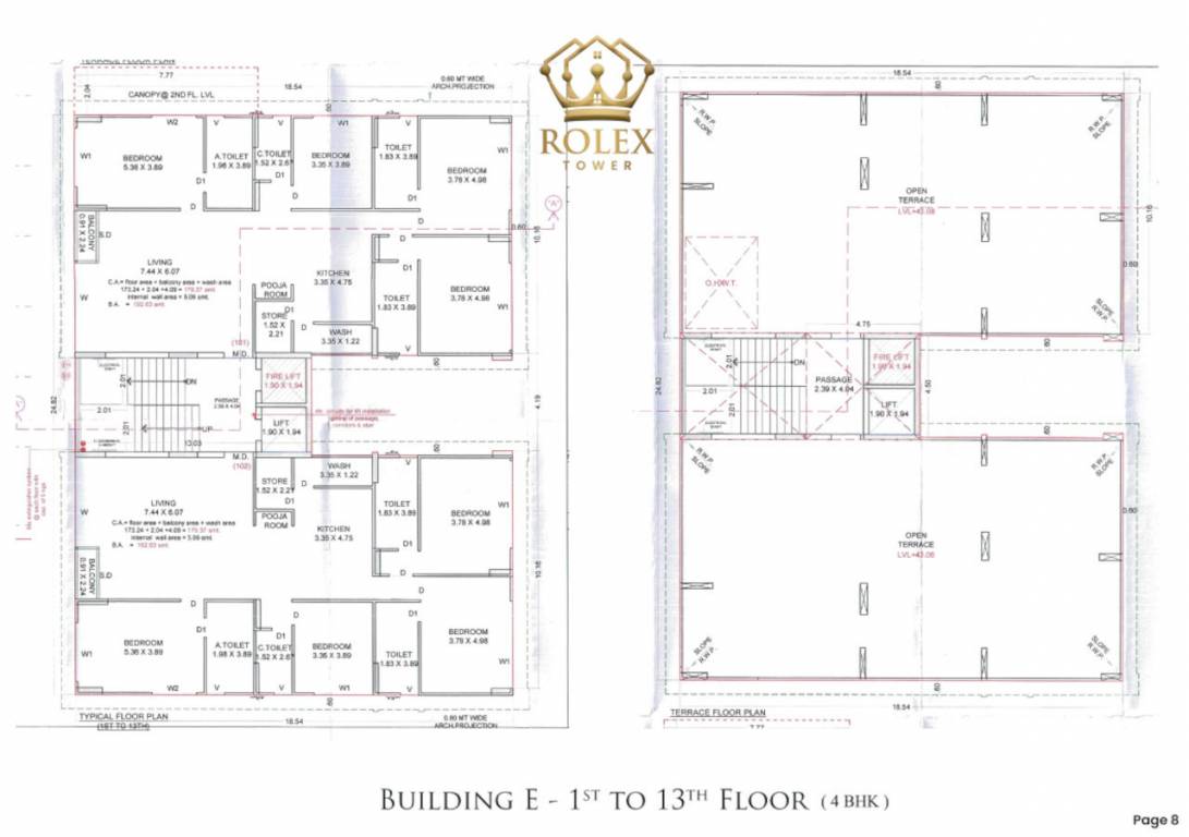 rolex tower Building E Cluster Plan from 1st to 13th Floor