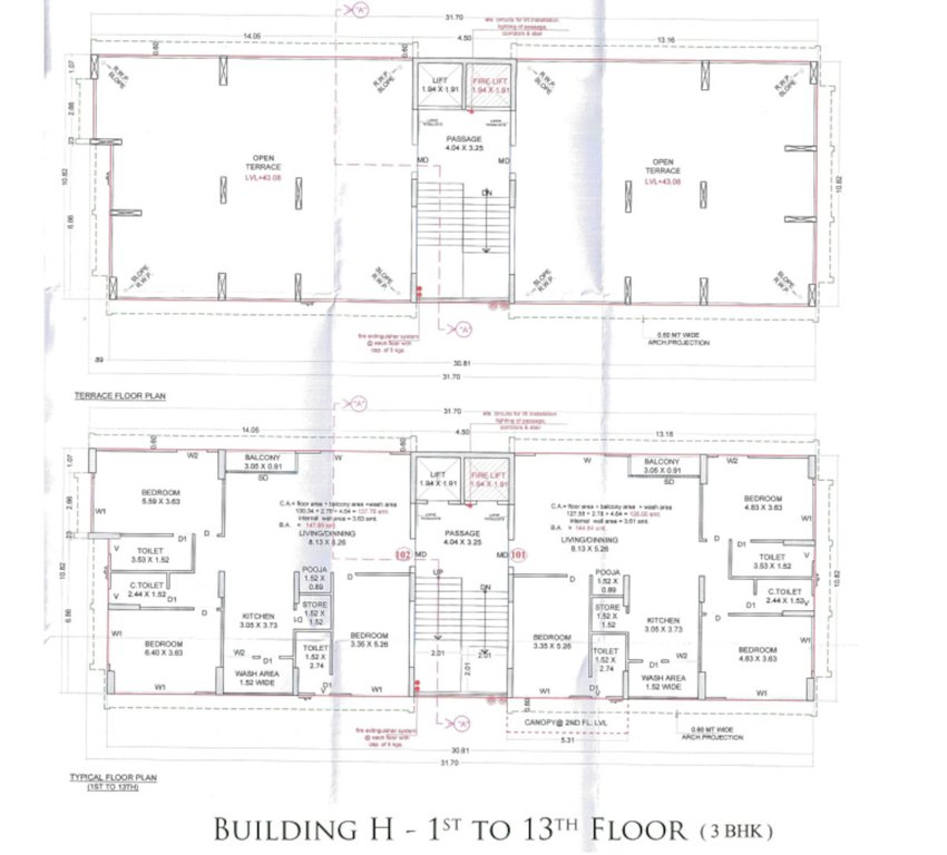 rolex tower Building H Cluster Plan from 1st to 13th Floor