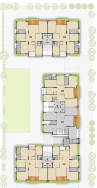  arcadia-77 Block A,B & C  Cluster Plan for 1st Floor
