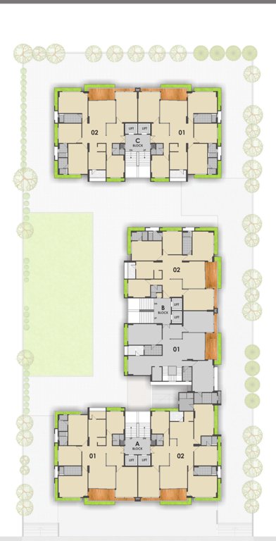  arcadia 77 Block A,B & C Cluster Plan from 3rd to 13th Floor