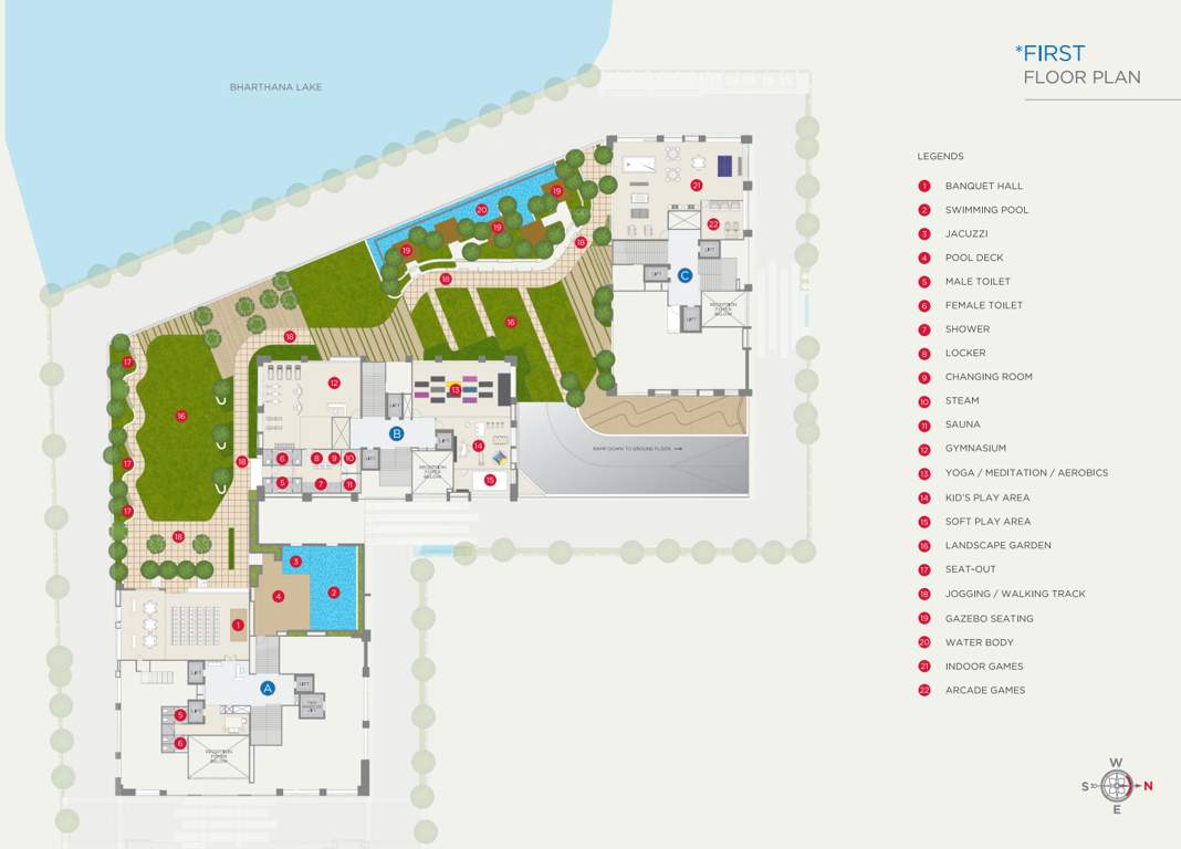 lakeville Block A , Block B, Block C Cluster Plan for 1st Floor